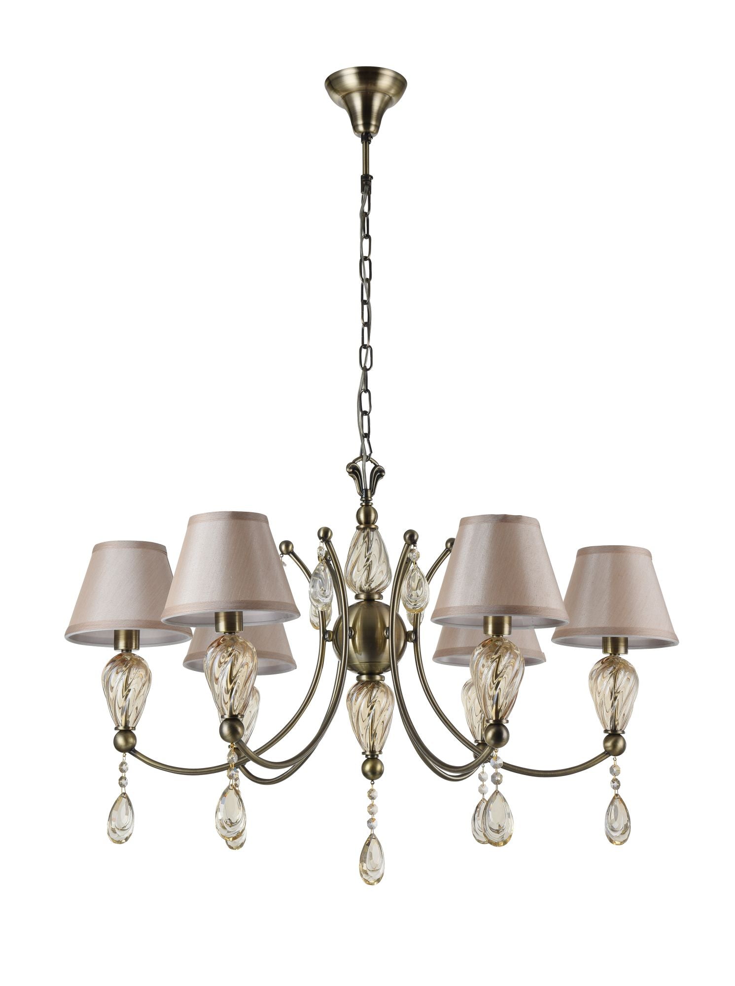 Lampadario Royal Classic in Metallo e Vetro Murano Bronzo