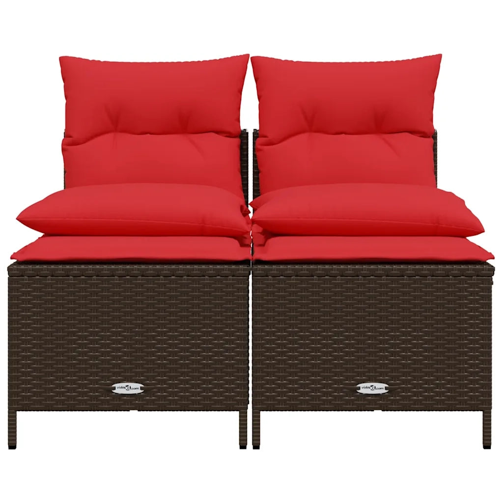 Set Divani da Giardino 4 pz con Cuscini Marrone in Polyrattan 368377