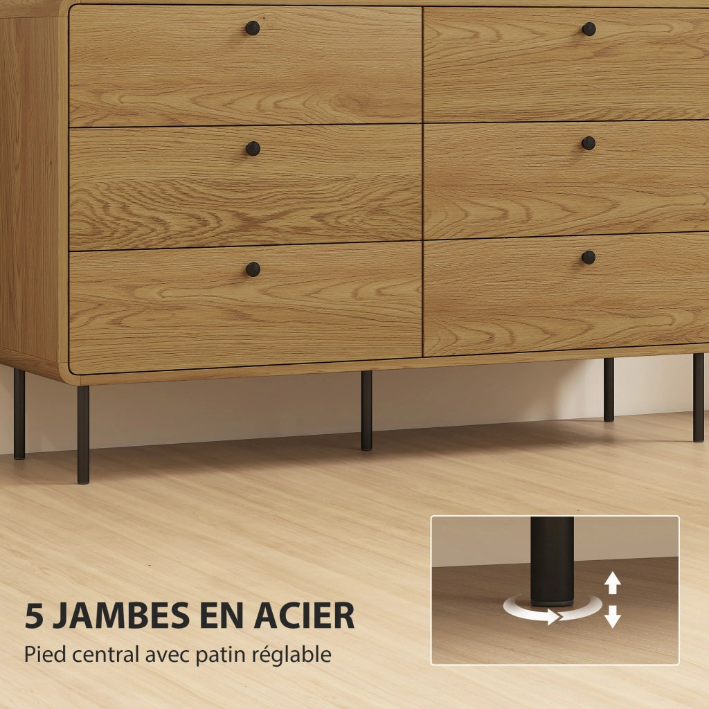 Cassettiera 6 cassetti mobile contenitore stile moderno ¨C Minimal ¨C 120x40x75 effetto legno quercia