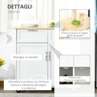 Carrello da Cucina Multiuso in Legno con 2 Cassetti, 104x46x91cm - Bianco