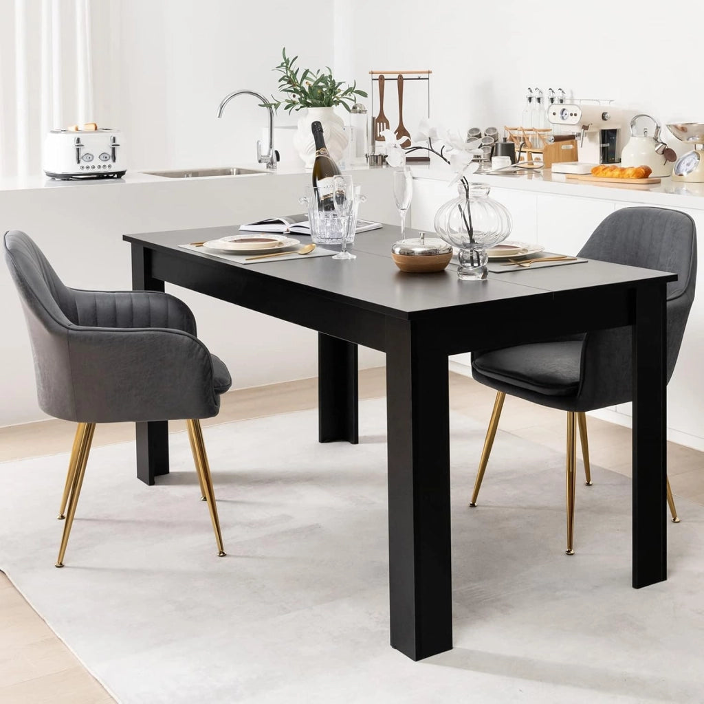 Tavolo da Pranzo 160 x 80 x 76 cm, Rettangolare con Piano Grande e Gambe Robuste per Massimo 8 Persone (Nero)