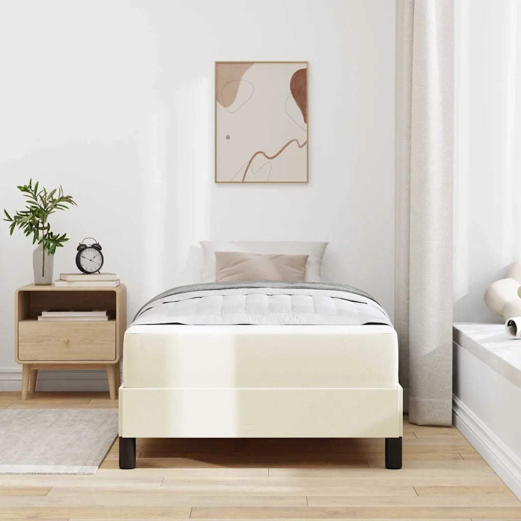 Struttura del letto con materasso Crema 100 x 200 cm Tessuto