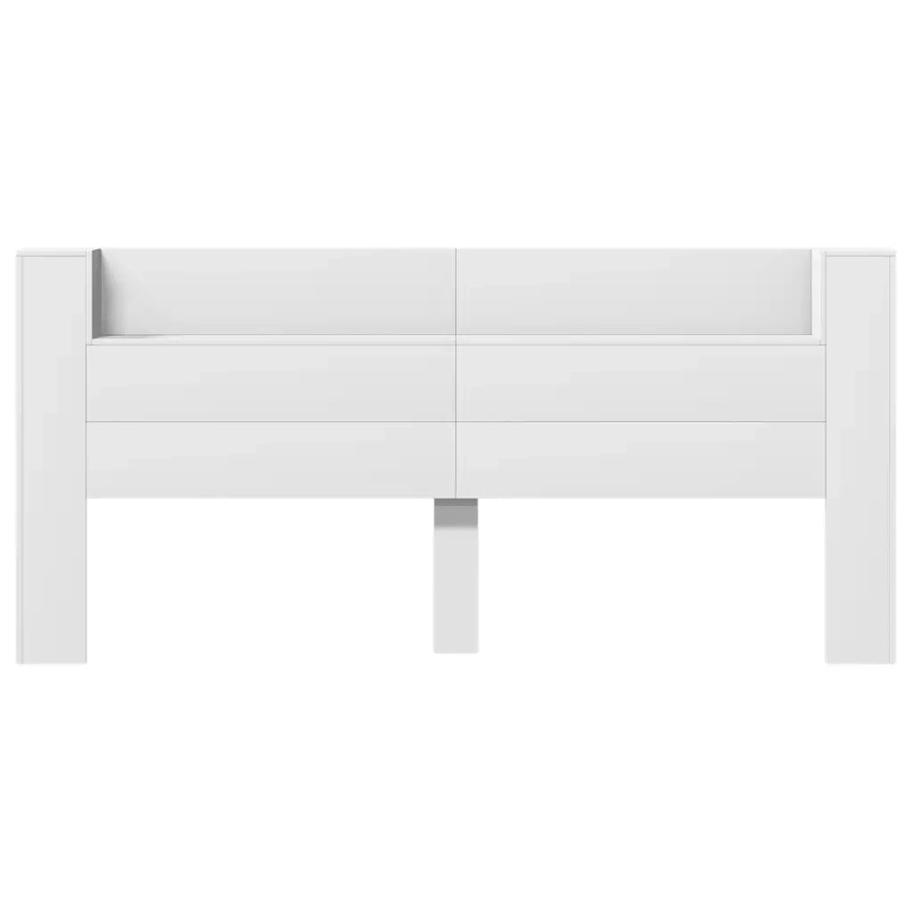 Testiera con Contenitore a LED-Testata del letto Bianca 220x16,5x103,5 cm