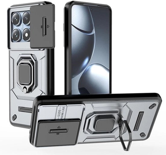 Hoesa protettivo shockresistente per Xiaomi 14T Pro con supporto e copertura per la fotocamera