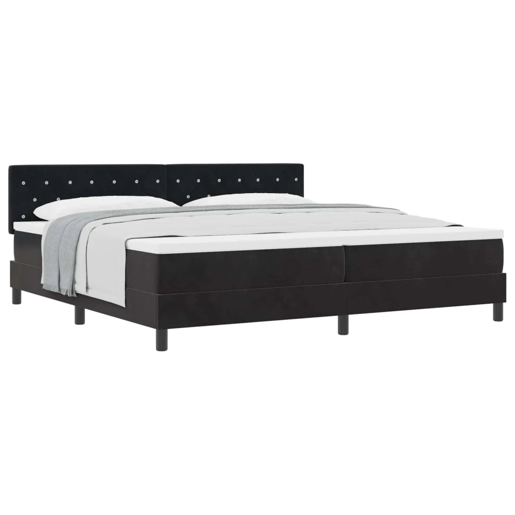 Letto a molle con materasso Nero 200 x 200 cm Velluto 3339130