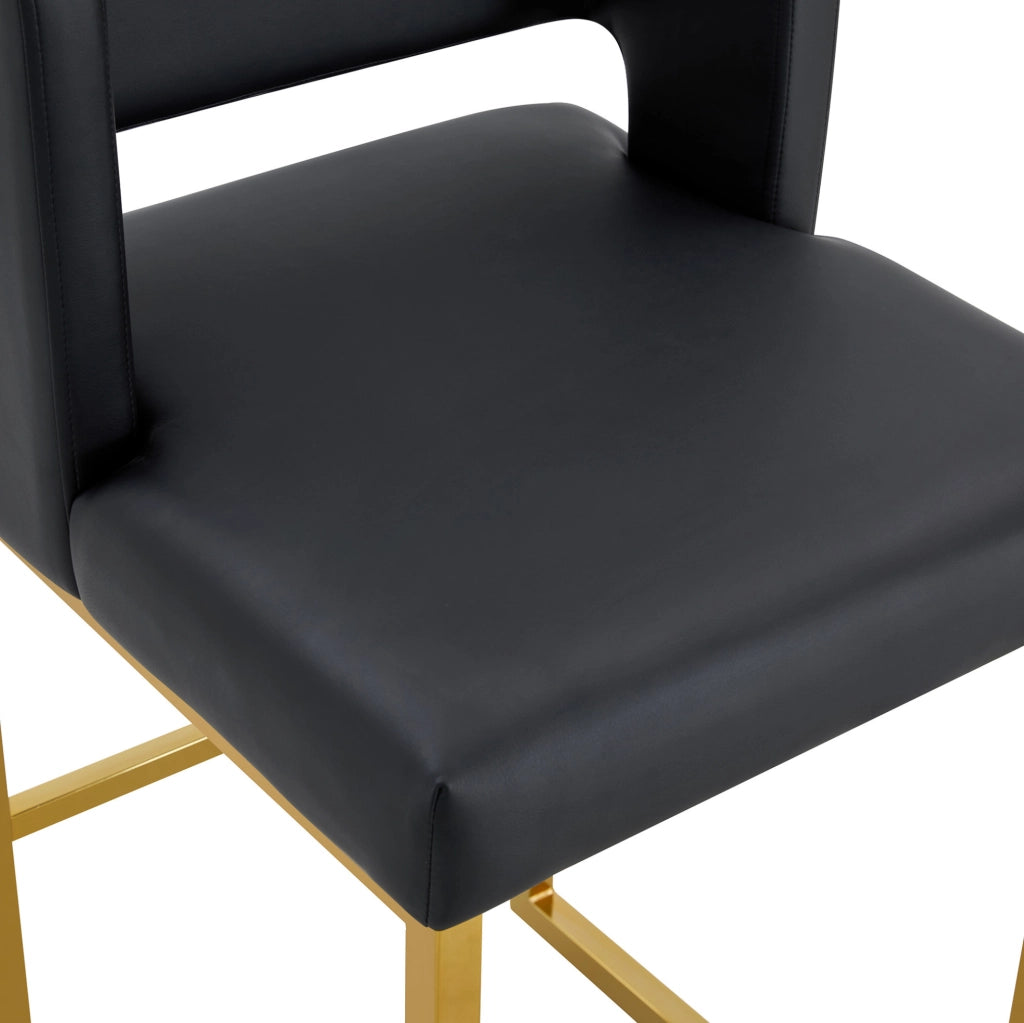 Sgabello da bar nordico nero con gambe oro, h 91,4 cm