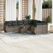 Set Divano da Giardino 10 pz con Cuscini Grigio in Polyrattancod mxl 88819