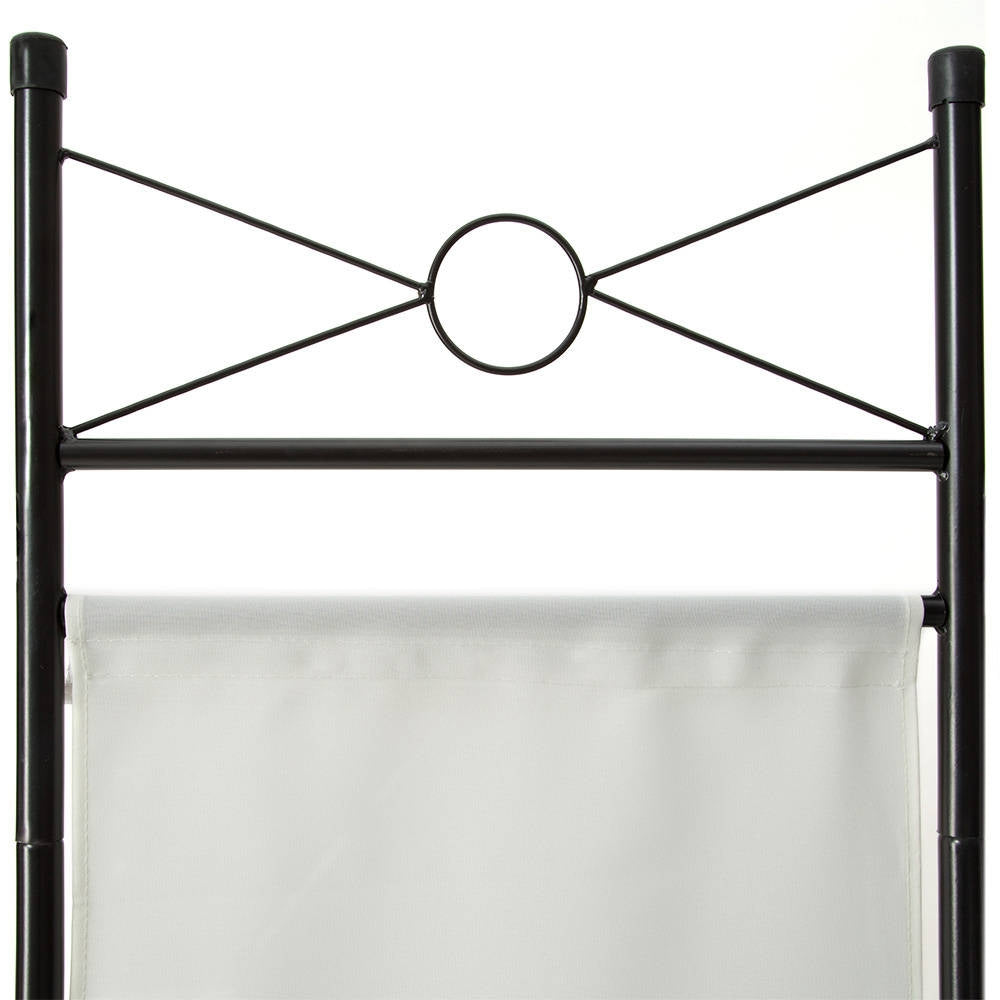 Paravento divisorio in tessuto telato bianco 4 pannelli 180 x 160 cm decoro 08_0000442