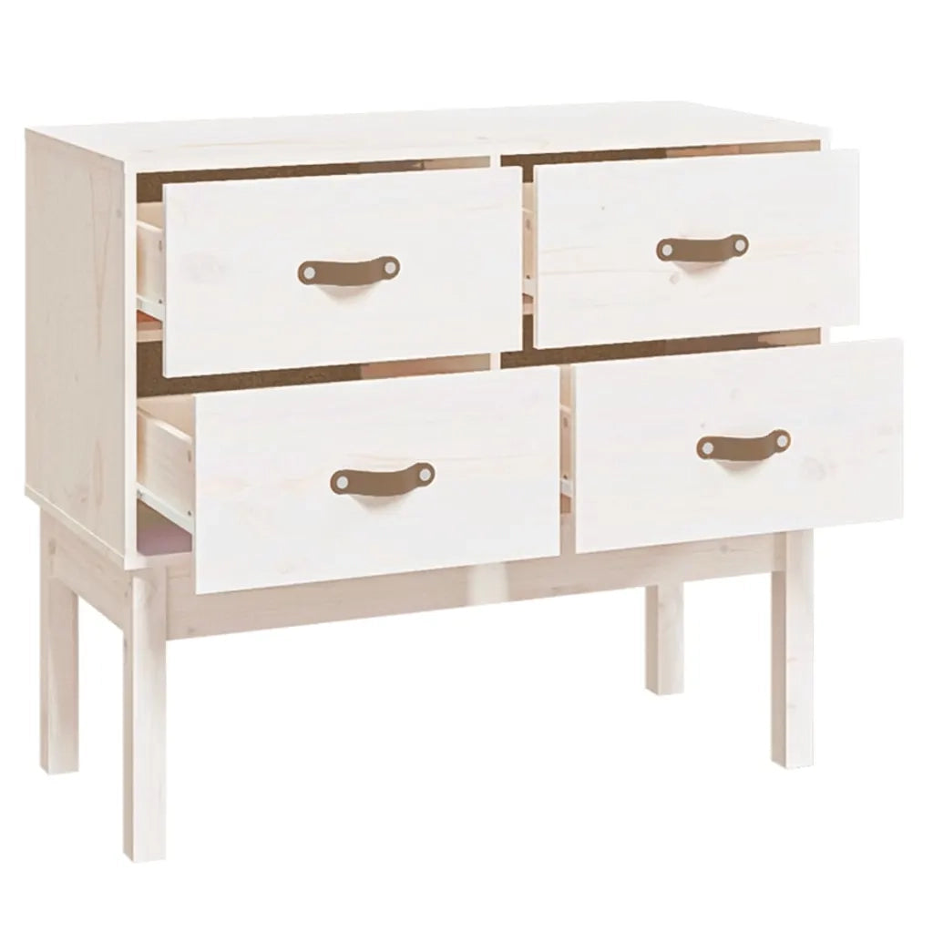 Mobile consolle moderno bianco 90 x 40 x 78 cm pratico contenitore stile rustico legno di pino bianco 02_0048453
