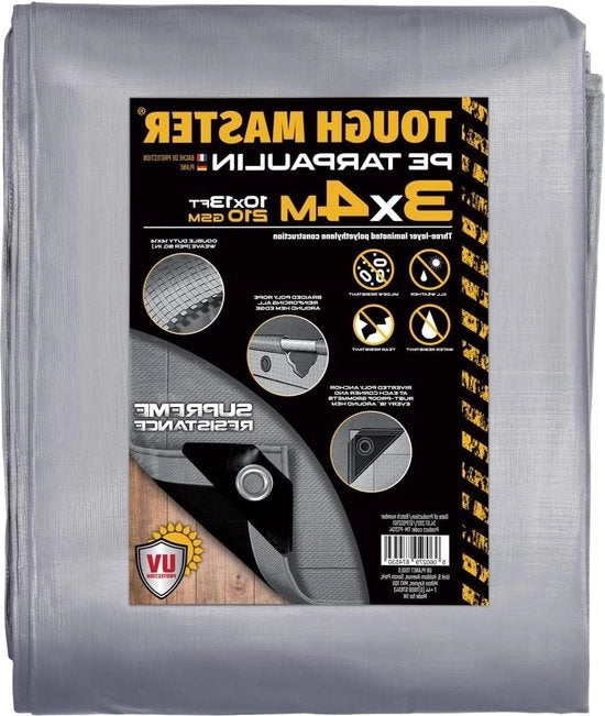 Telaio coprente impermeabile - 7 misure - Copertura tarp grondzeil - Grigio/Nero - 3 x 4M