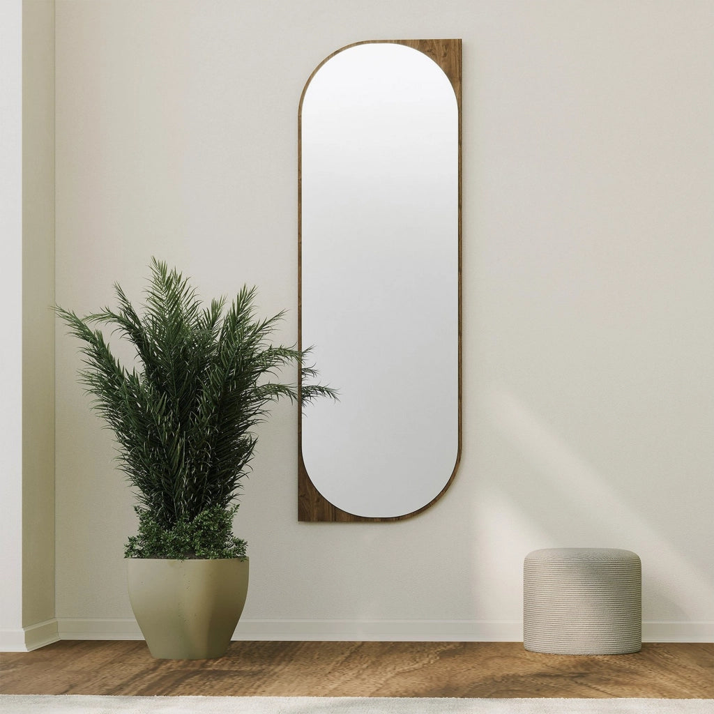 Burgio, Specchio Forma Rettangolare, 52x152h cm Marrone Noce