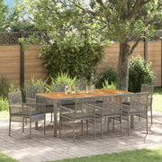 Set da Pranzo da Giardino 9 Pezzi con Cuscini Grigio Rattan Polimerico