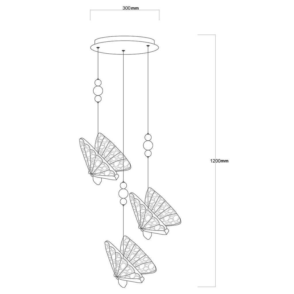 Lampadario rotondo Mariposa cromo LED CCT 24W Light Prestige
