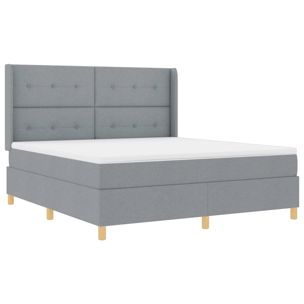 Letto a Molle Insacchettate con Materasso e Luce LED Grigio Chiaro 180x200 cm Tessuto
