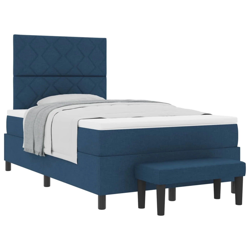 Letto a molle con materasso Blu 120 x 190 cm Tessuto