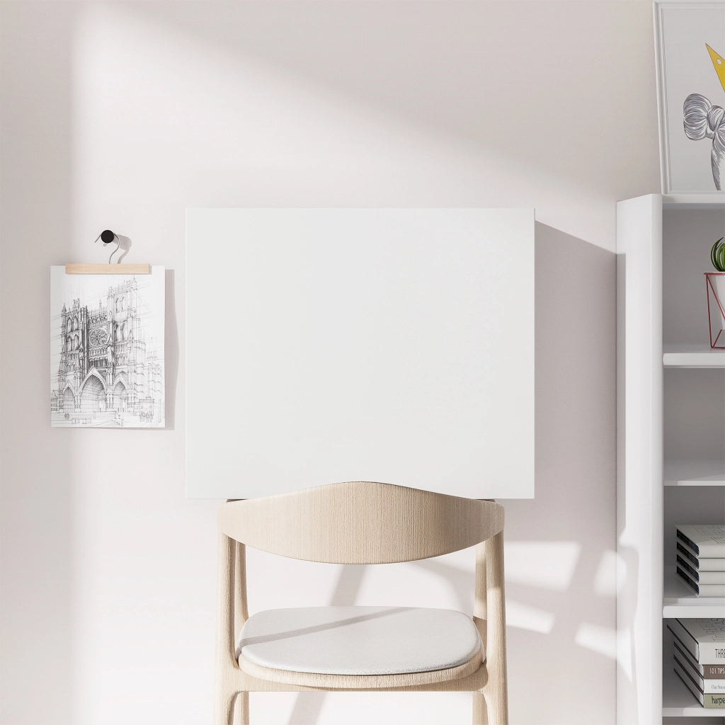 EasyComfort Scrivania a Muro Pieghevole e Salvaspazio con Ripiani, per Casa e Ufficio, in Truciolato e MDF, 60x21.5x50 cm, Bianco