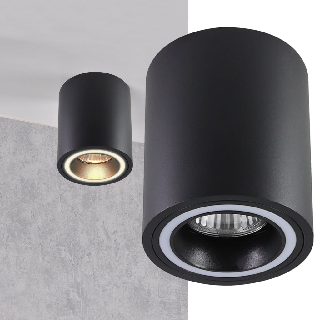 Plafoniera superficie tonda nera GU10 Falco Polux 323651