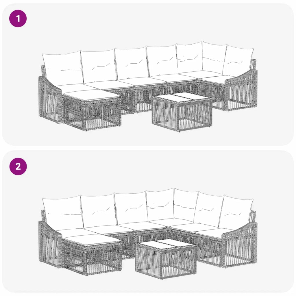 Set Divano da Giardino 8 pcs Nero polyrattan 3436081