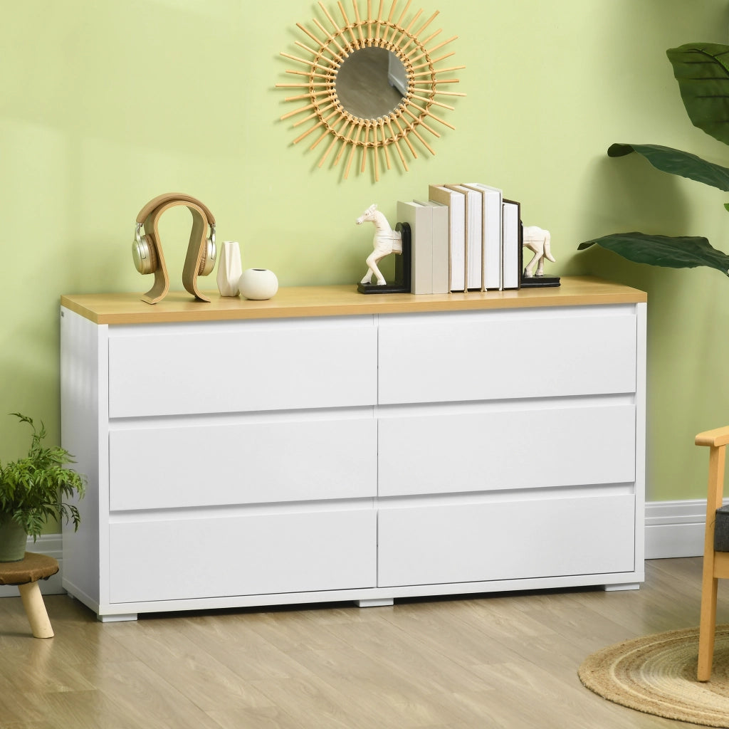 Cassettiera 6 Cassetti in Truciolato Bianco ¨C Zephmum ¨C 140x37x75 cm