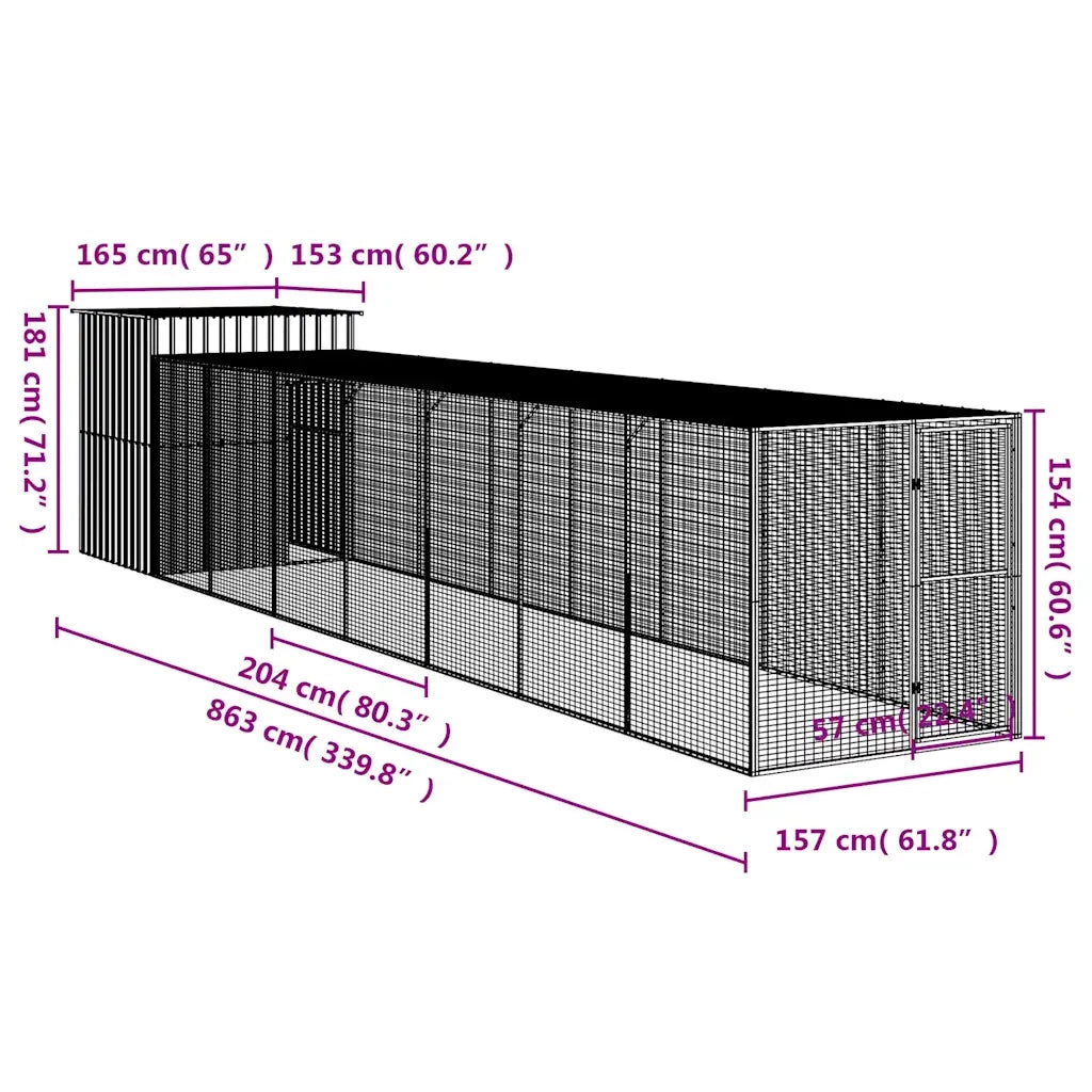 Pollaio Area Corsa Grigio Chiaro 165x863x181 cm Acciaio Zincato 3189116