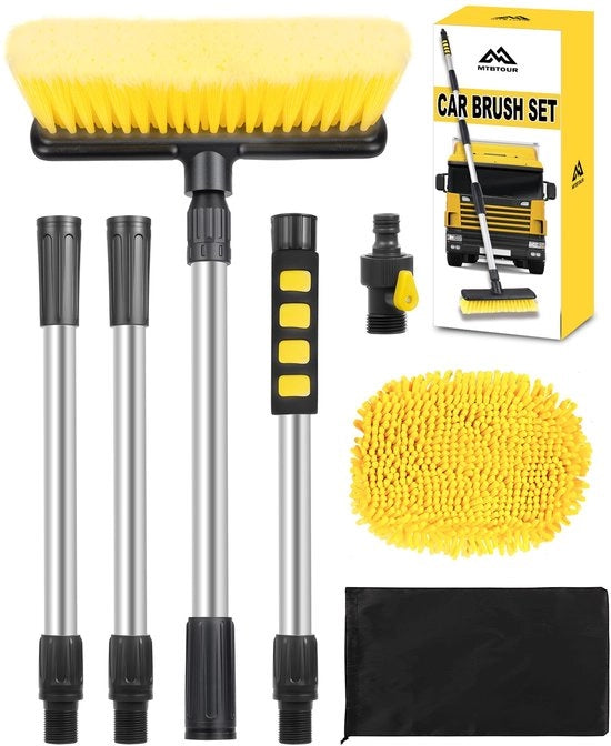 Kit di pulizia per automezzi, 65" 165 cm, con manubrio e testa intercambiabile, con borsa di stoccaggio, kit di pulizia per autotreni, camion, vetri