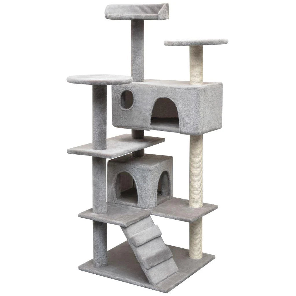 Tiragraffi albero per gatti cuccia per gatti giocattolo peluche sisal 125 cm grigio 3702272