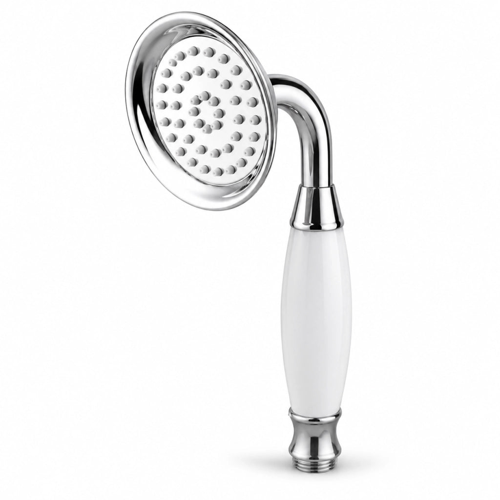 Soffione Doccia Vasca Stile Retrò Bianco Cromato in ABS Attacco 1/2" 69040