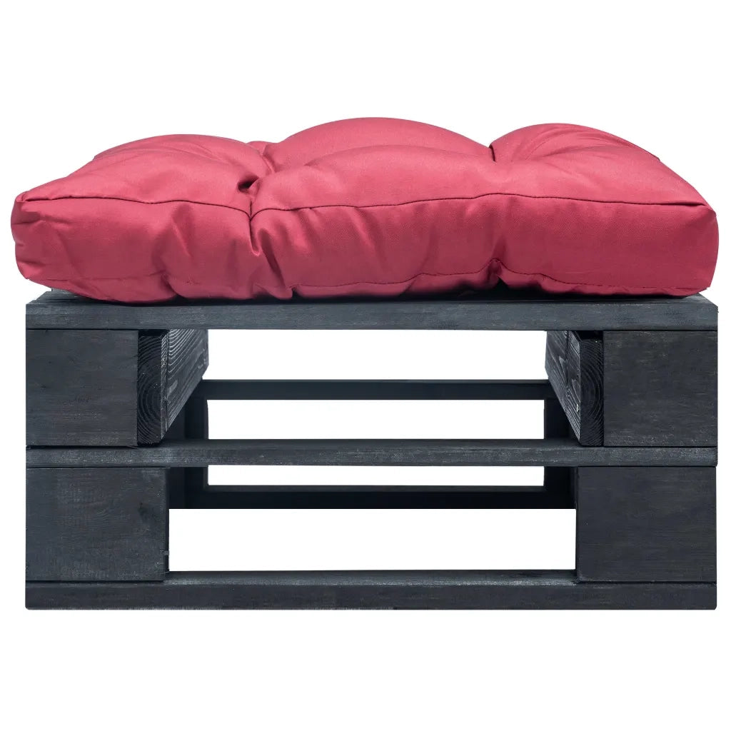 Ottomana Pallet da Giardino con Cuscino Rosso in Legno Nerocod mxl 71284