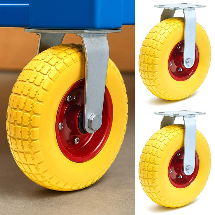 Set 2x ruote fisse da trasporto gialle 258 x 78 mm Cerchi in metallo antiforatura Max 150kg/ruota