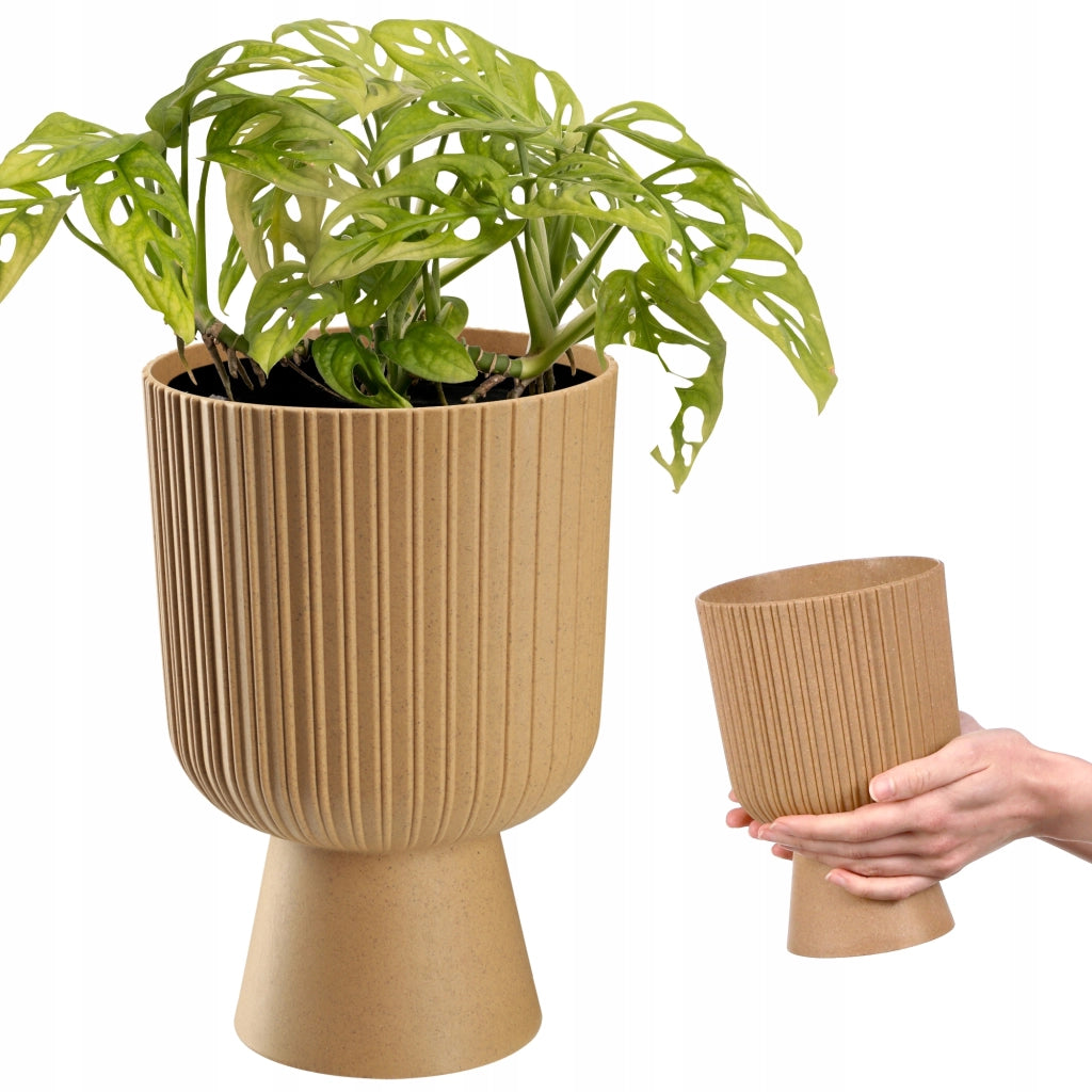 Vaso da fiori KADAX, vaso per fiori, da giardino, con coperchio in plastica, 14 cm, supporto per fiori, marrone