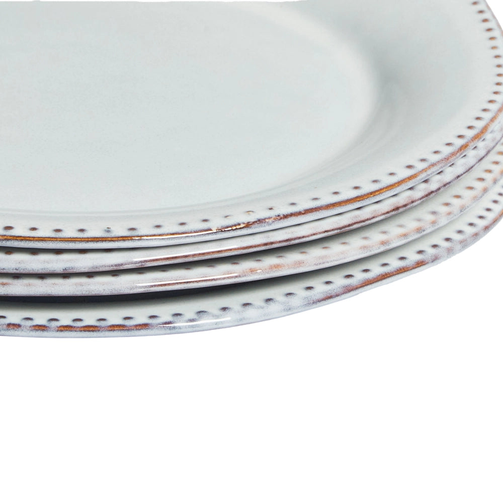 Set di 12 stoviglie in gres caolino blu chiaro fatto a mano con smalto reattivo Cucina Sala da pranzo