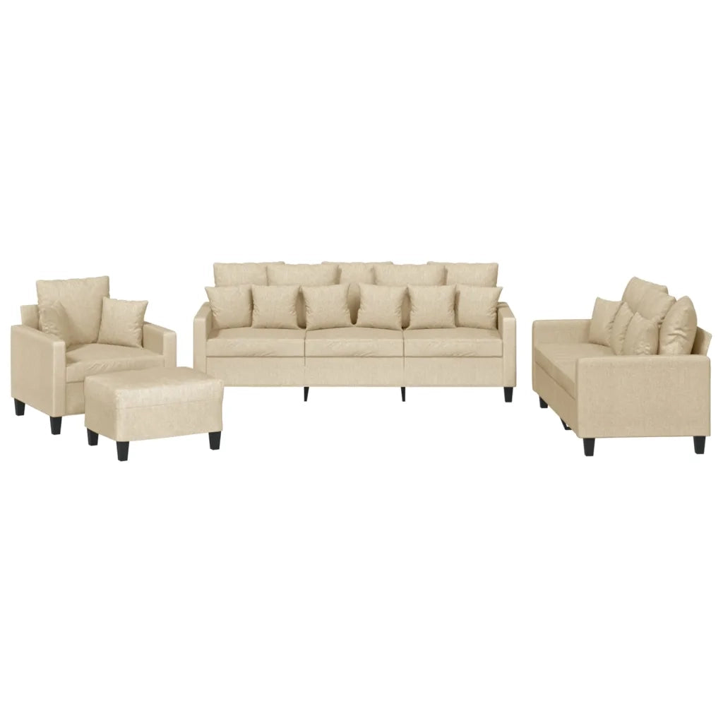 Set Divani 4 pz con Cuscini Crema in Tessuto 3201642