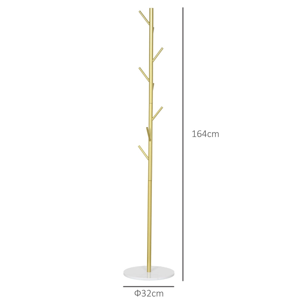 Appendiabiti da Terra 8 Ganci 32x164cm Base in Marmo e Acciaio Oro