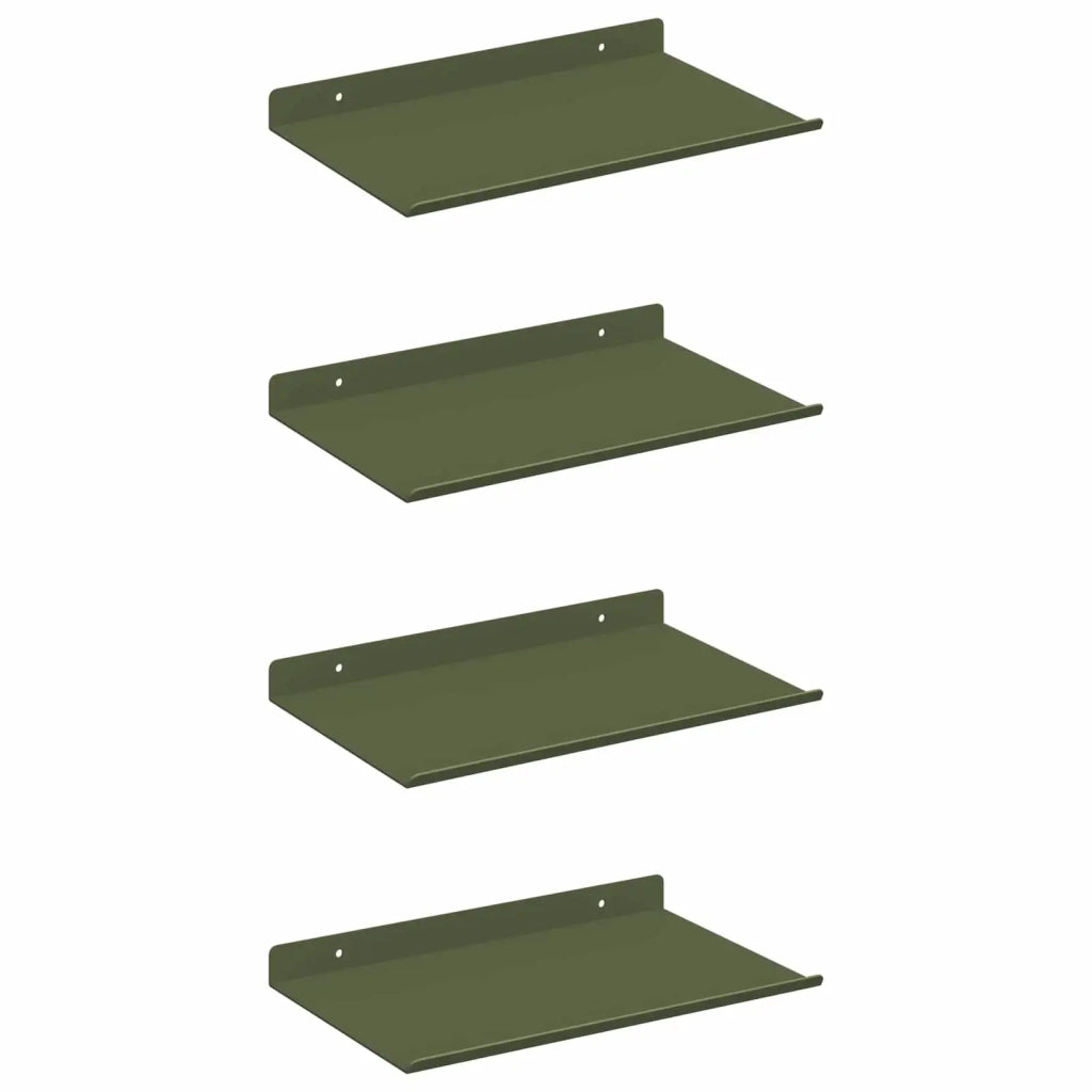 Mensola sospesa 4 pcs Verde oliva 30 x 18 x 2,5 cm Acciaio