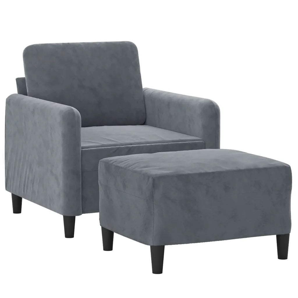 Poltrona | Sedia Relax con Poggiapiedi Grigio Scuro 60 cm in Velluto