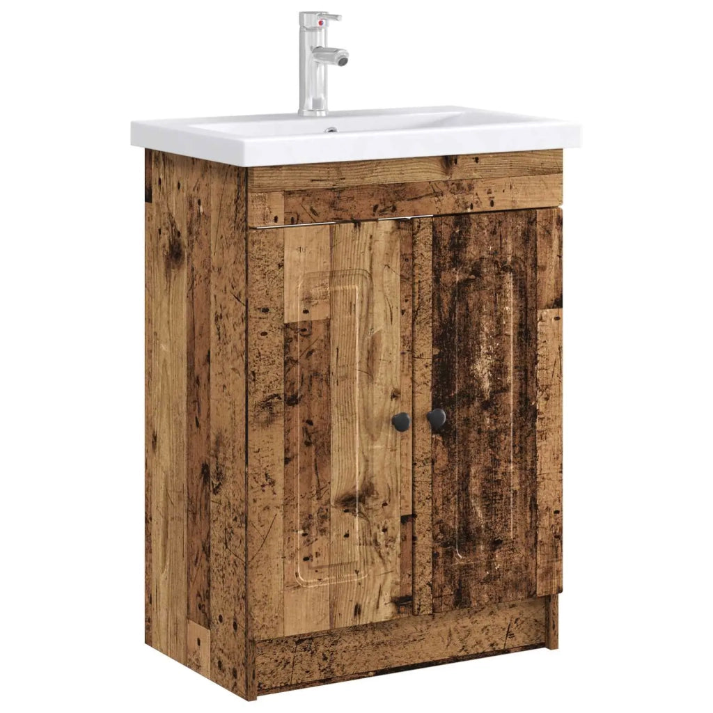Mobiletto da bagno sotto il lavello Legno antico 890012