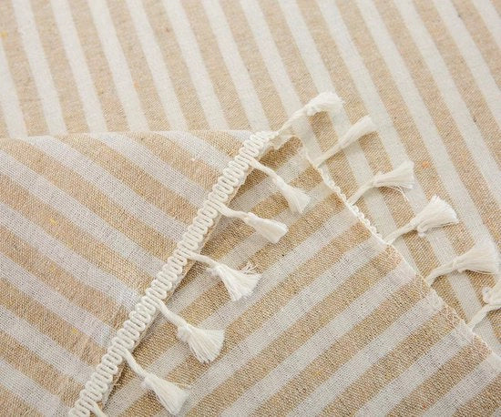 Tavolino in Lino - Asciugabile - Cotone - Rettilineo 140 x 180 cm - Sostenibile - Adatto per Interno/Esterno - Tavolino da Cucina