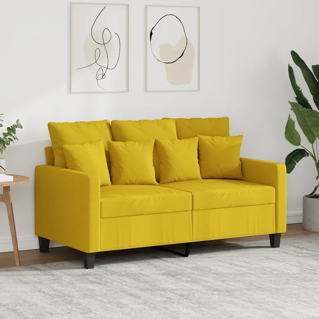 Divano a 2 Posti Giallo Chiaro 120 cm in Tessuto