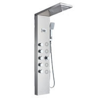 BERND | Pannello doccia premium a pioggia in acciaio inox | Sistema doccia massaggiante in argento spazzolato | Rubinetto miscelatore sistema