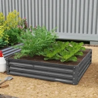 Fioriera da Giardino, Fioriera con Struttura in Acciaio, 120 x 120 x 30 cm, Grigio Chiaro