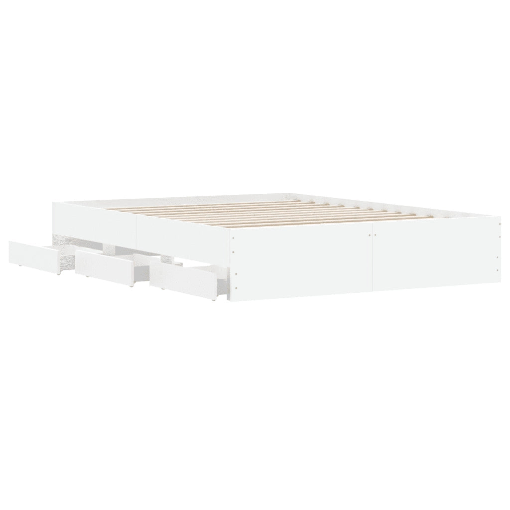 Giroletto con Cassetti-Struttura Letto con contenitore Bianco 140x200 cm in Legno Multistrato 631085
