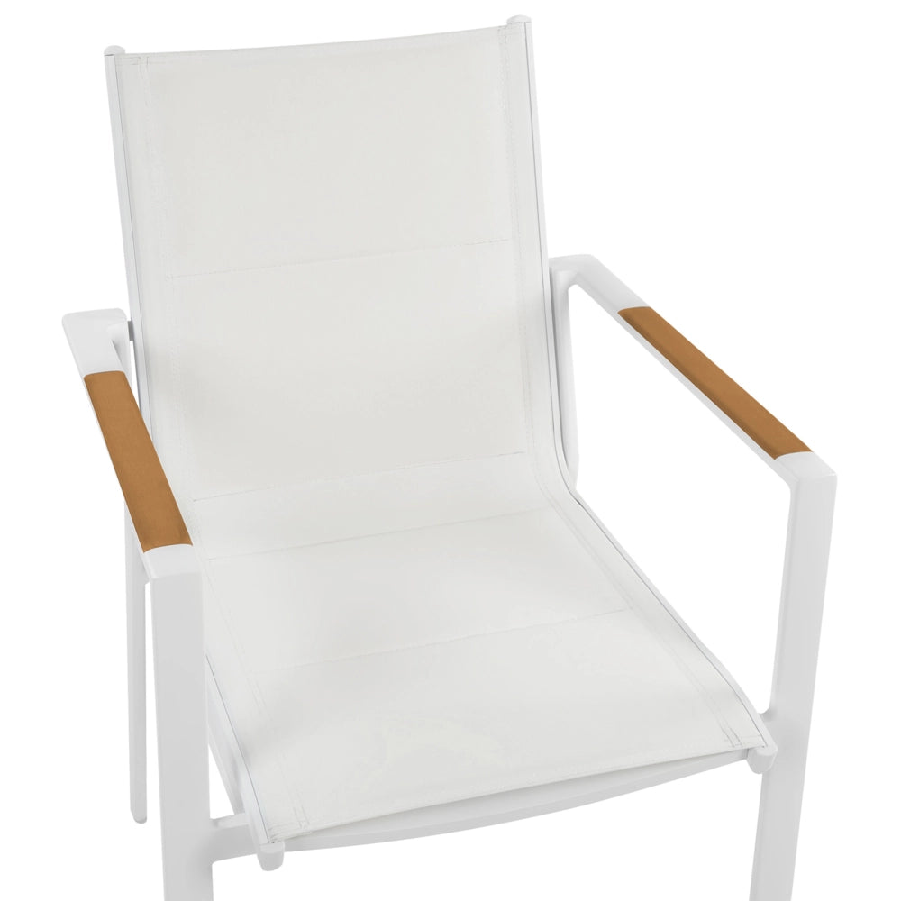 Set di 6 sedie da pranzo da giardino Telaio in alluminio bianco Materiale sintetico Design moderno per esterni