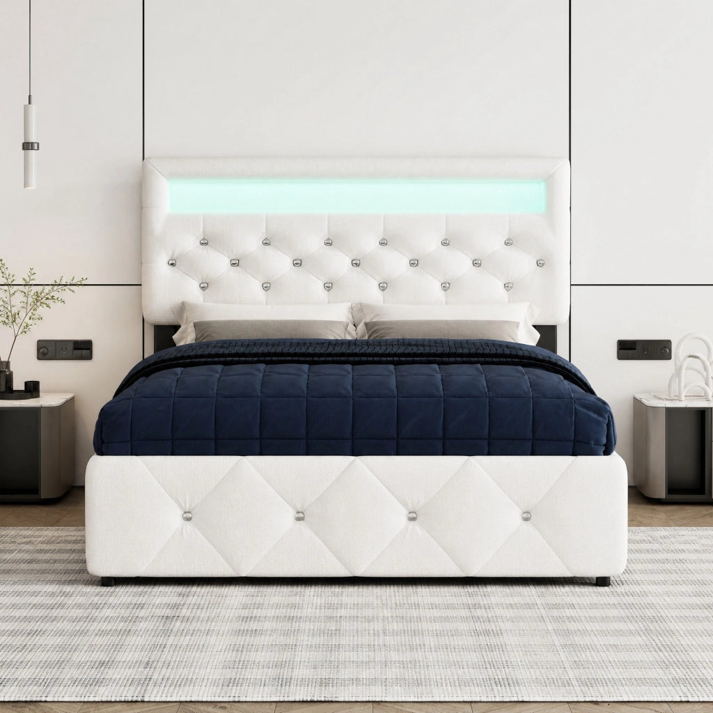 Letto matrimoniale imbottito 140x200 cm con letto estraibile