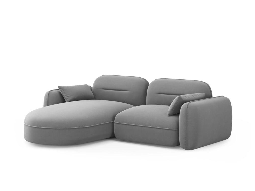 Cosmopolitan Design - Divano angolare modulare sinistro "Sydney" 3 posti in velluto grigio chiaro 