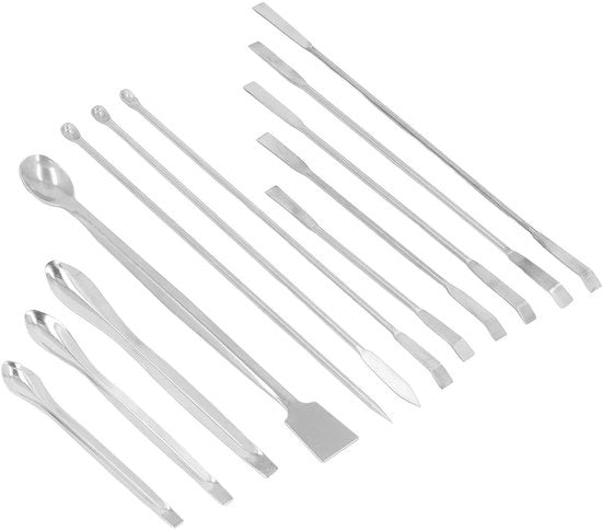 Set di Spatole in Acciaio Inossidabile per Laboratorio - Disegno a Doppia Faccia - Acciaio Lungo - Utile per Laboratori e Abitazioni.