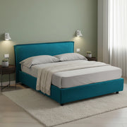Letto Matrimoniale Brolo, Letto Matrimoniale Sfoderabile Made in Italy, Azzurro
