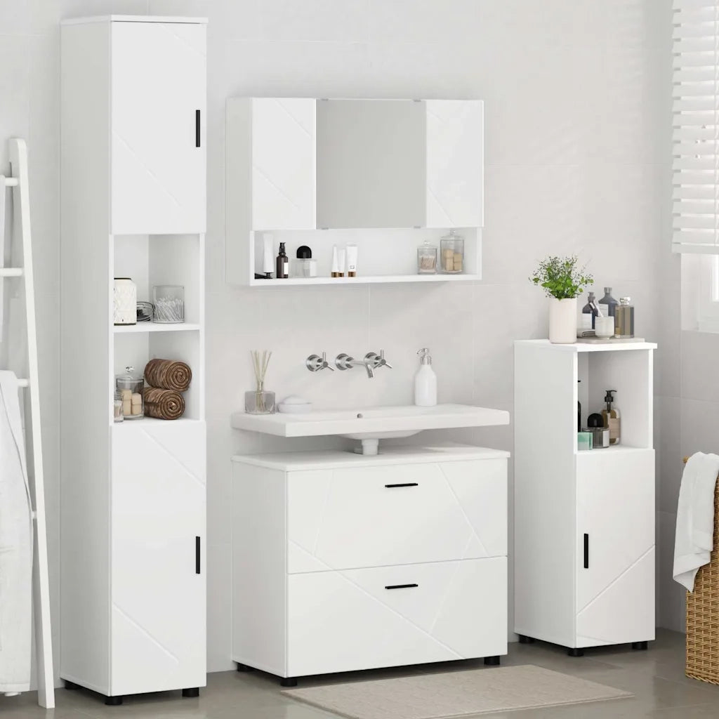 Set di mobili per il bagno con cassetto con porta 4 pcs Bianco 3393043