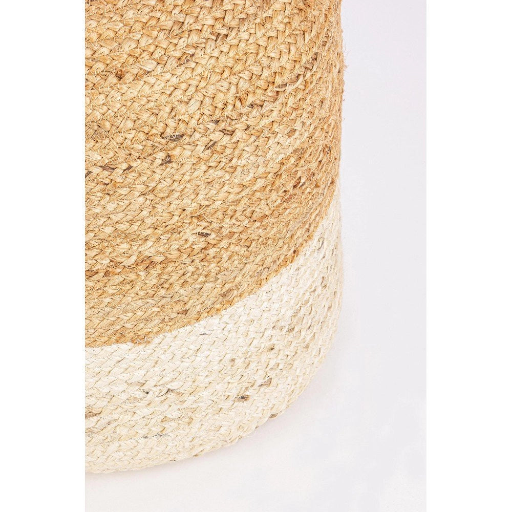 Pouf in Iuta Bianco Boho da Interno 45 cm - THOMAS