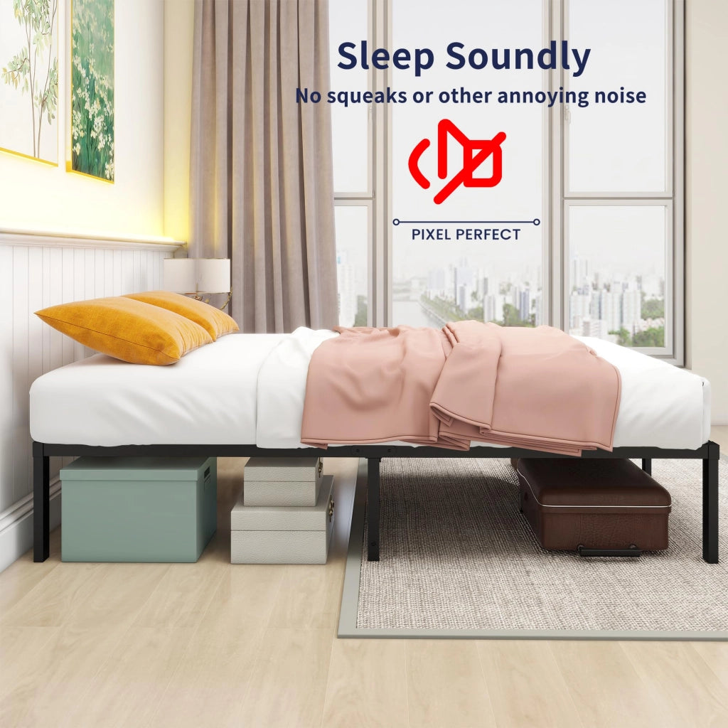 LETTO in metallo 140x200 cm nero con spazio contenitore