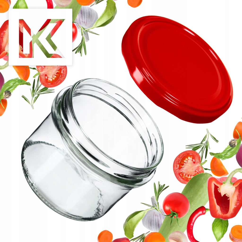 KADAX Tartu vasetti per conserva 235ml 50pz 82mm + coperchi rossi